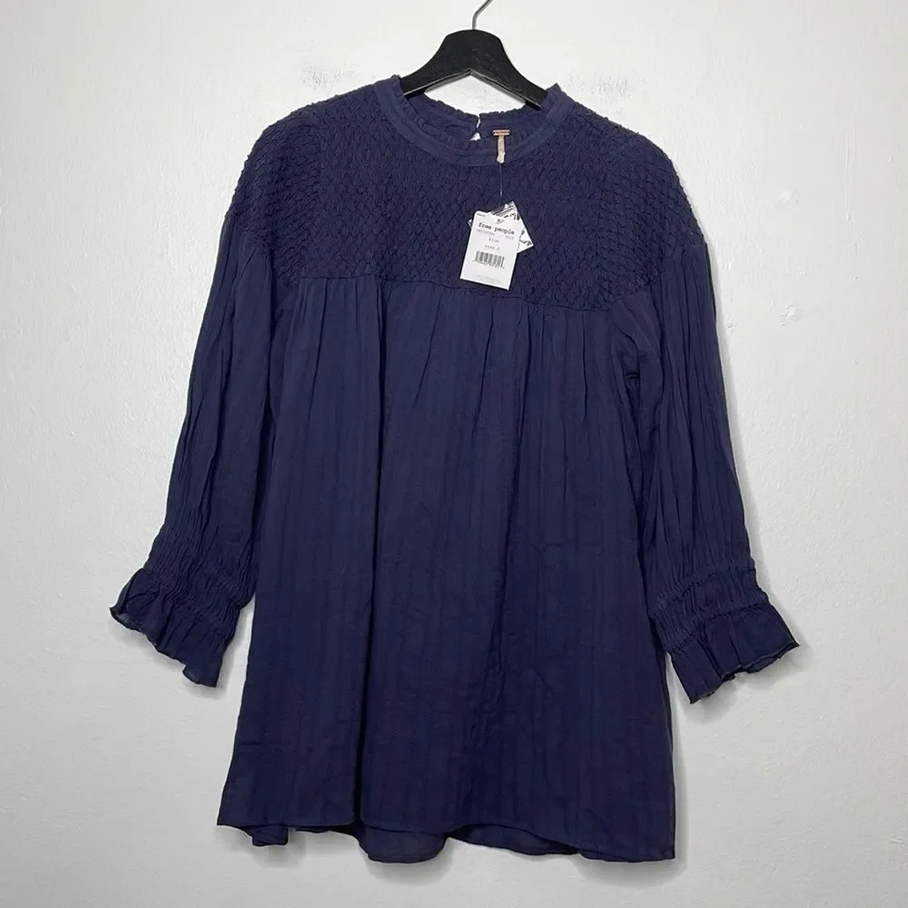 Free People Womens Size Small Smocked Tunic Blouse